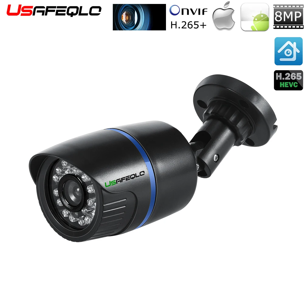 

USAFEQLO H.265 SuperHD 8MP 5MP 4MP IP Camera PoE 24 PCS LEDs Night Vision 25M Surveillance Cameras Outdoor P2P Motion Detect