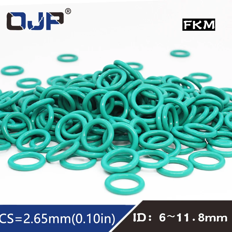 

10PCS Fluorine rubber Green FKM Oring Seal 2.65mm Thickness ID6/7.1/7.5/8/8.5/9/9.5/10/10.6/11.2/11.8mm Rubber Ring Seal Gasket