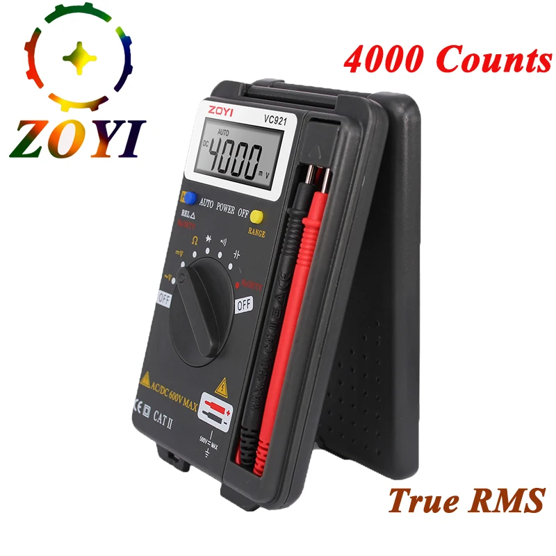 ZOYI 4000 отсчетов Цифровой мультиметр True RMS ЖК дисплей Авто/Руководство AC/DC
