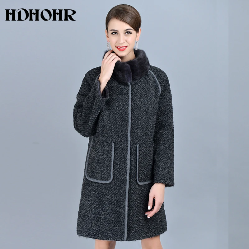 HDHOHR 2020 Высококачественная вязаная норковая шуба модная Натуральная куртка