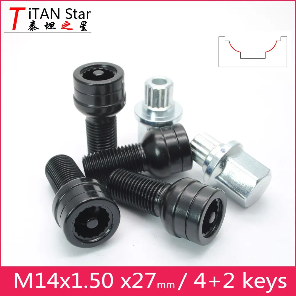 4Bolts2keys m14x1.50 мм 1,5 Колесный болт для замка, гайка для VW Golf 6 7 LAVIDA Tiguan CC Tiguan Passat Polo beetle Jetta - Название цвета: Wheel Locks