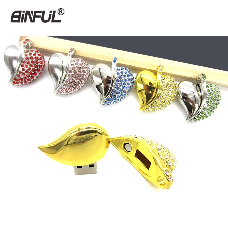 Jewelry USB flash drive Necklace crystal pendrive memory flash metal U