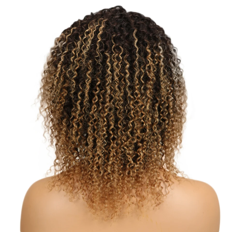 Sleek Jerry Curly Human Hair Wig Brazilian Afro Kinky Curly Wig Remy Short Human Hair Wigs For Black Women Ombre Blond Bob Wig