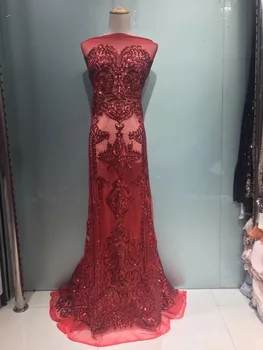 

fashionable French Lace Fabric with S-51139 top Quality African Tulle Lace Fabric with sequins for bridal dress