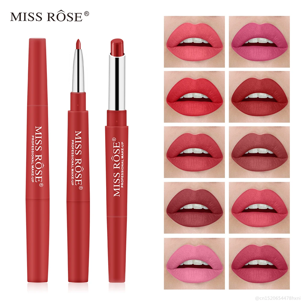 

MISS ROSE 30 Colors 2 In 1 Matte Lipstick +Lip Liner Pencils Waterproof Long Lasting Pigments Nude Color Lip Tint Makeup TSLM2