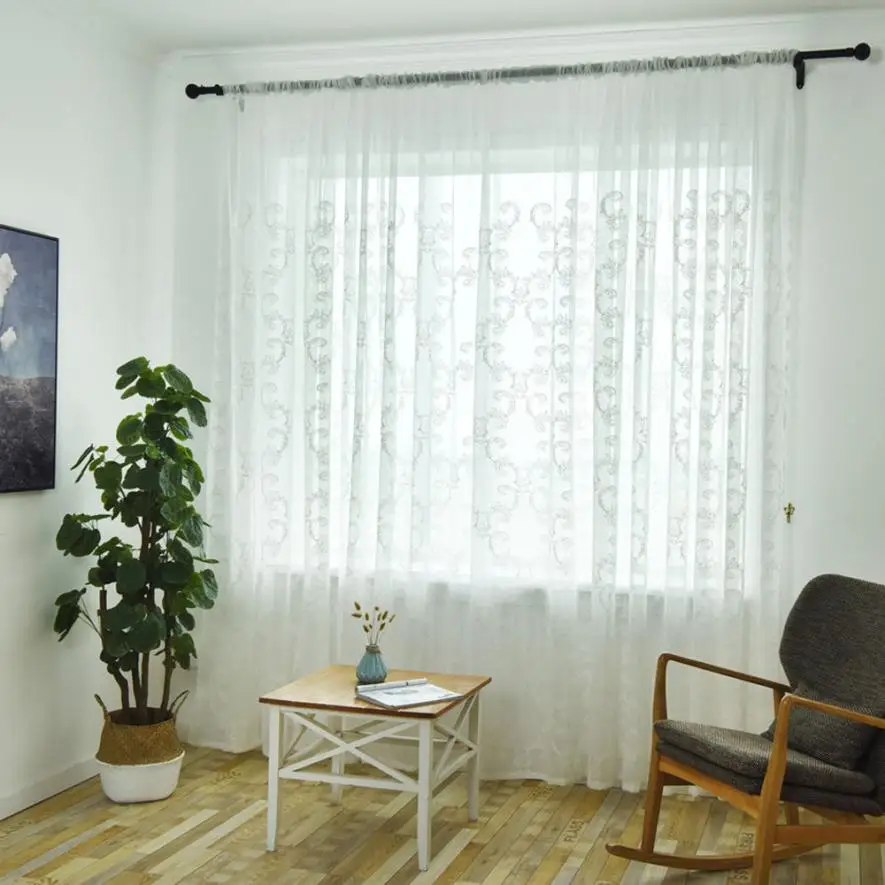 

1 Panels Voile Slot Top Panels Net & Voile Curtains Luxury Valance Curtains for Living Room Window Curtains for Bedroom Kitchen