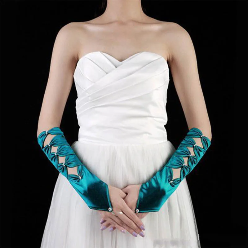 Fashion Satin long finger wedding gloves for bride wedding Bridal