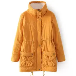 Женская теплая длинная куртка с меховым воротником, Утепленная зимняя парка, верхняя одежда, пальто, плюс