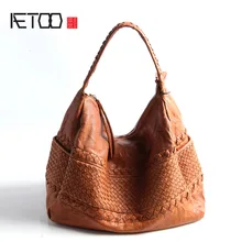 AETOO Pure leather Europe and the United States and Japan and South Korea fashion handmade retro weaving single shoulder Messeng