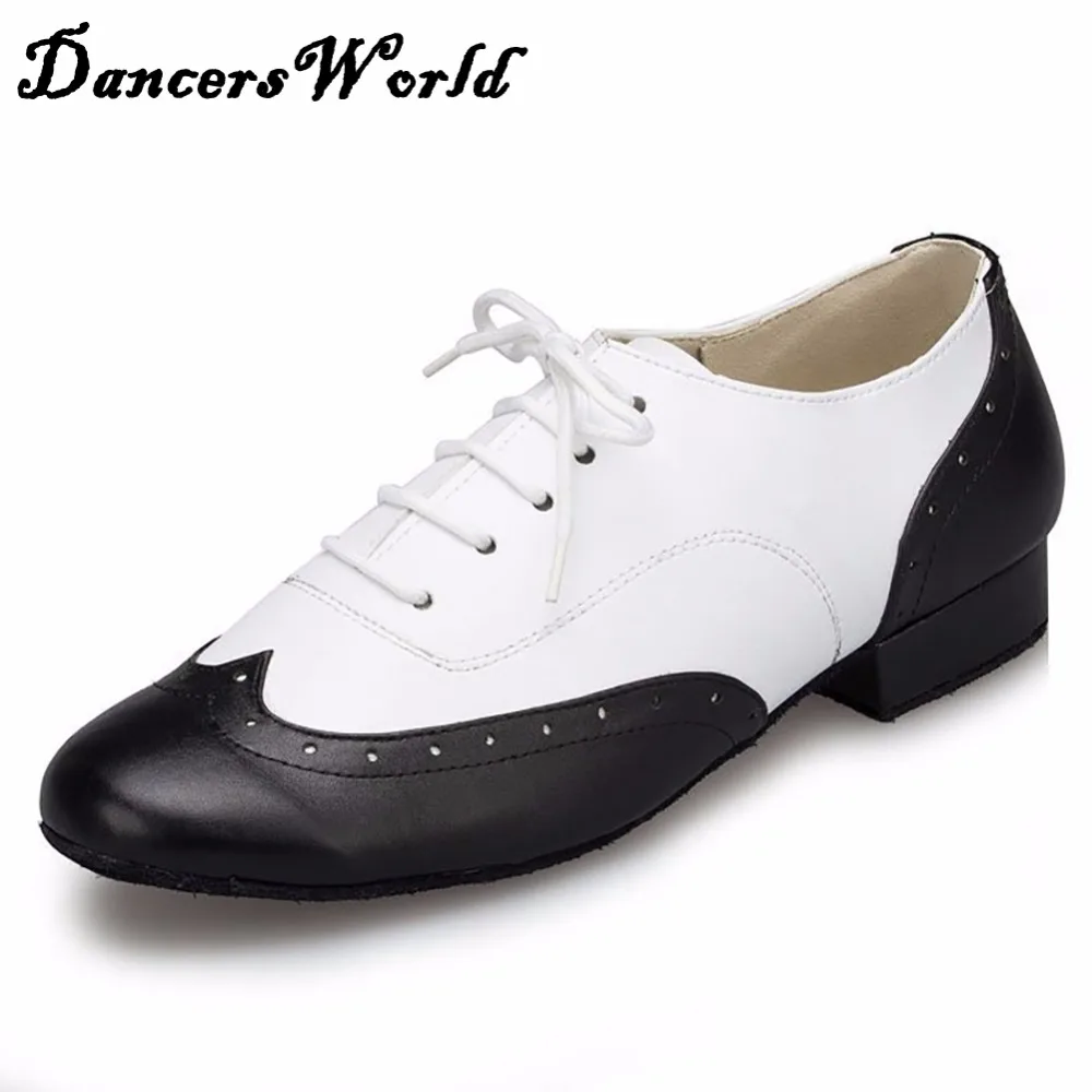 Cheap Latin Dancing Shoes For Males Low Heel 2.5 cm Cowhide Sole White