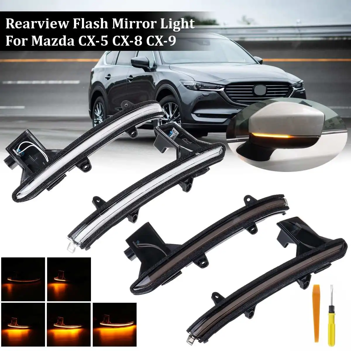 

Car Mirror Signal Light Turn Signal Blink for Mazda CX-5 CX-8 CX-9 2017 2018 Rearview Mirror Light Side Wing Mirror Indicator