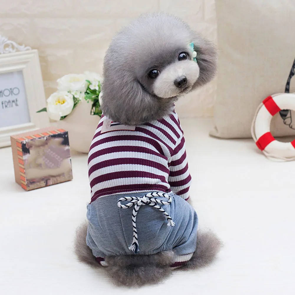 Fashion Pet Four Feet Drawstring Stripe Sweater Clothes Winter Dog Puppy Apparel Medium Small Dogs Clothes Pets Supplies New