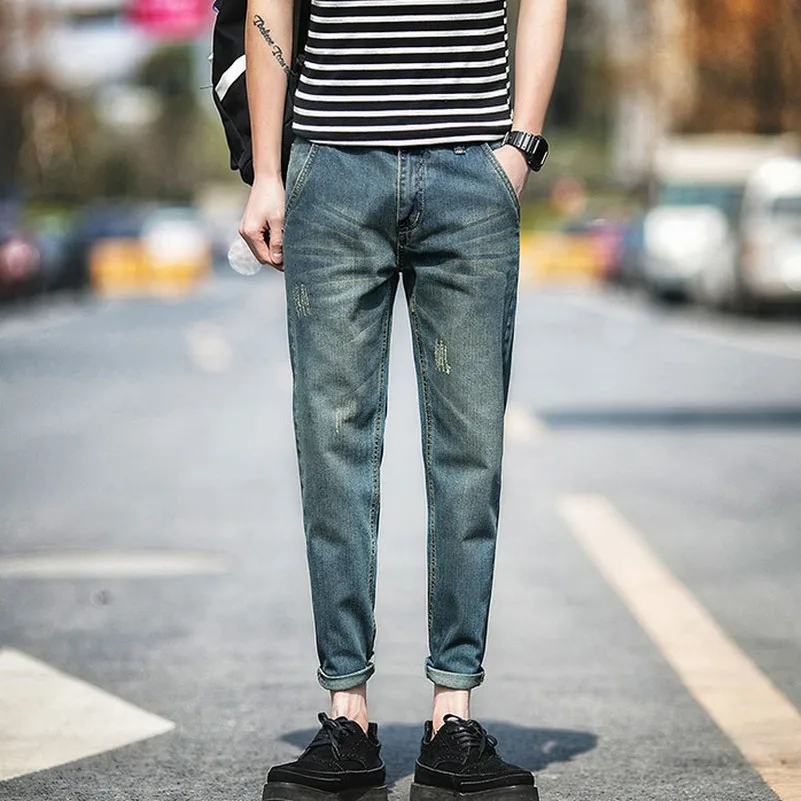 Ankle Length Vintage Denim Harem Pants Hole Plus Size Fashion Jeans for