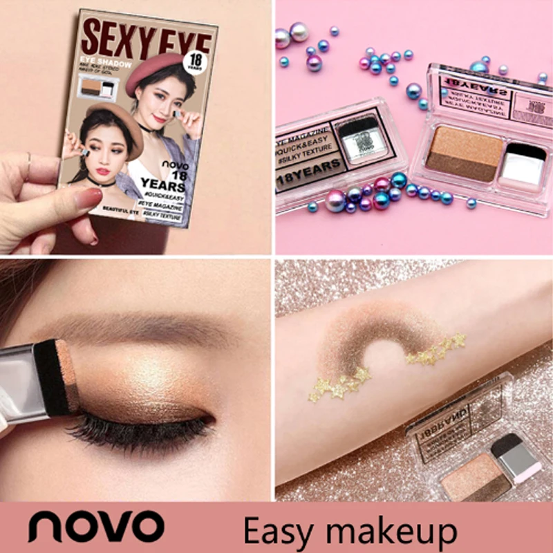 

NOVO Brand new Matte shimmer Eye Shadow lazy eyeshadow Korean style cosmetics Stamp naked palette with brush Nude makeup set