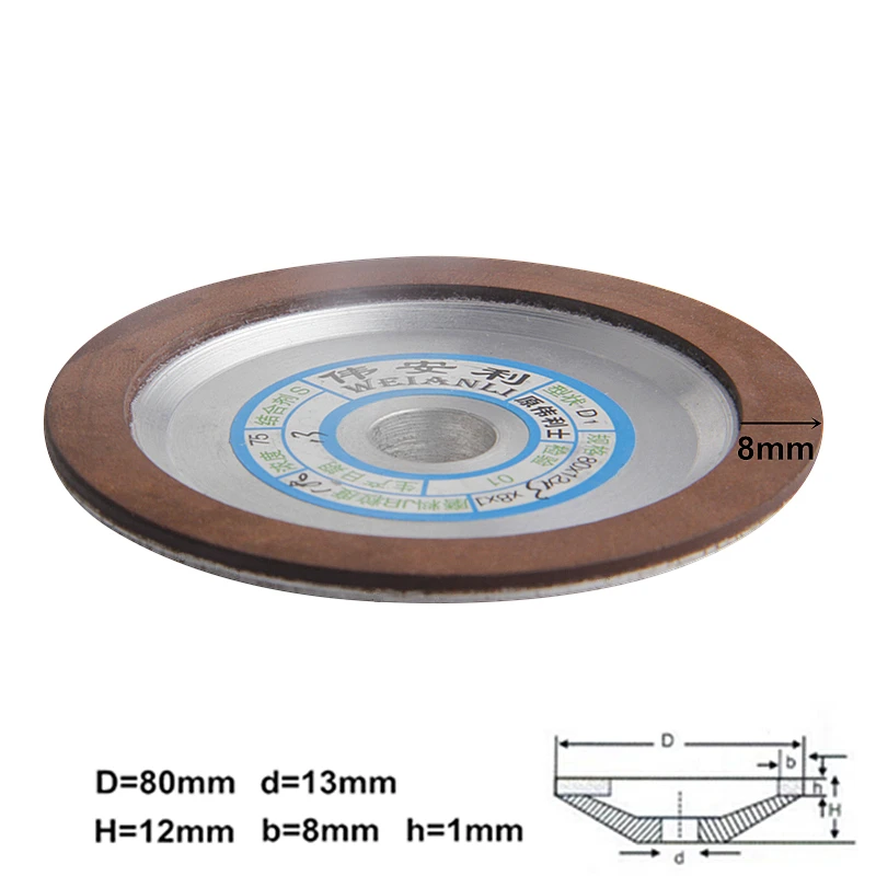  80mm Diamond Grinding Wheels Grinding Dish Wheels 150/180/240/320 Grain For Milling Cutter Tool Pow