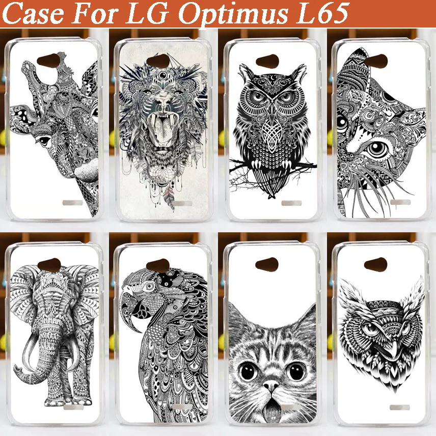 

diy painted white and black animals Hard PC Cover Case FOR LG L65 Optimus case for LG Optimus L65 Dual D285 D280 cover