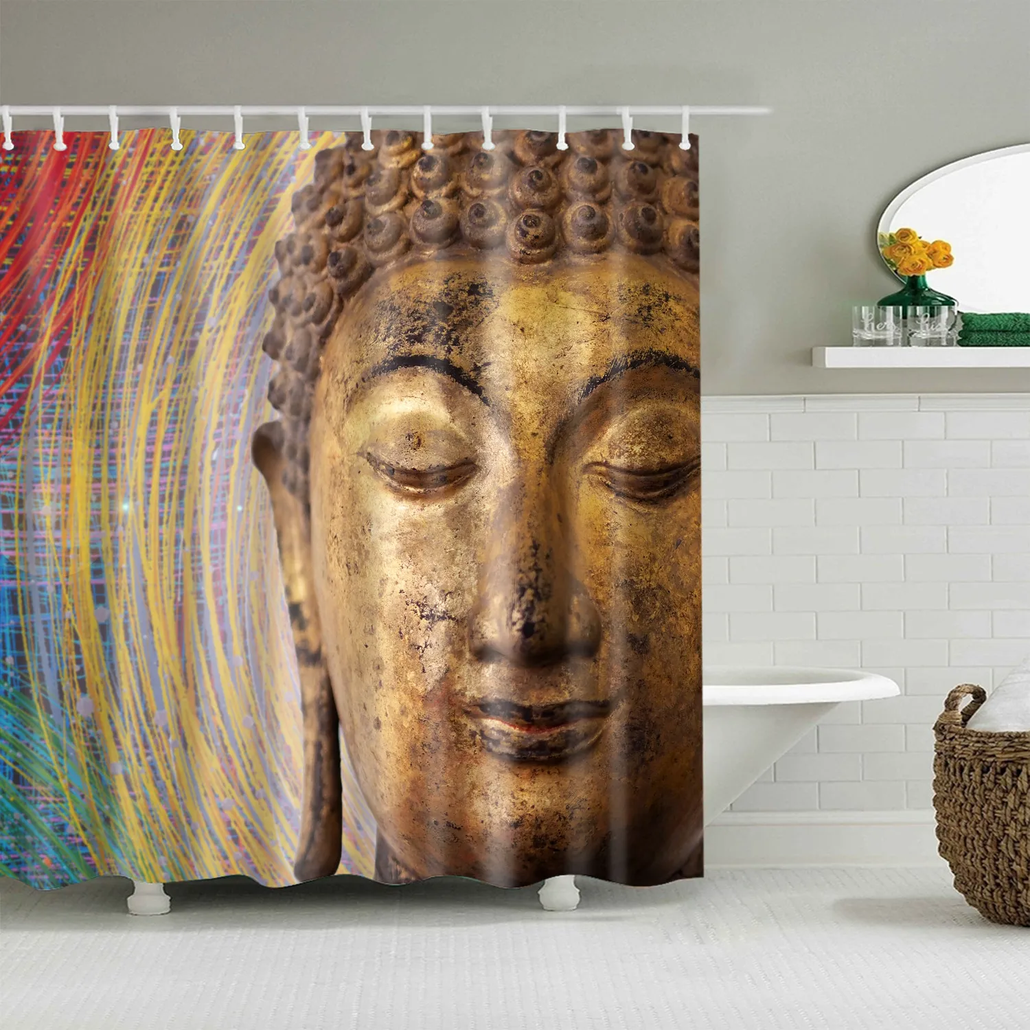 180x200 см индийский Bodhisattva 3D занавеска для ванной Водонепроницаемый полиэстер ткань затемненная Мандала занавеска для душа для ванной комнаты cortina - Цвет: D0353