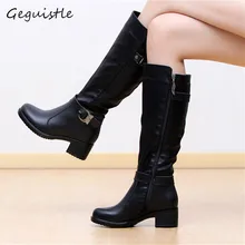 Mode Frauen Stiefel Kniehohe Stiefel Winter Warm Feste Farben Reitstiefel Frauen Für EUR größe: 35-40