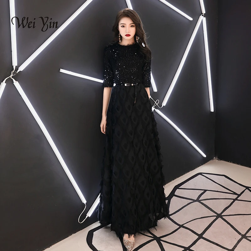 Wei yin 2021 Новые Вечерние платья для невесты элегантные банкетные черные кружевные