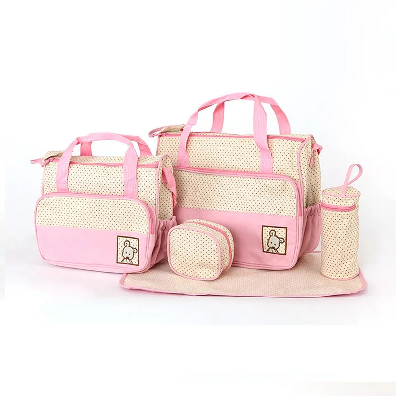 5pcs Mum Travel Backpack Baby Diaper Bag For Mom Baby Bottle Holder Mother Mummy Stroller