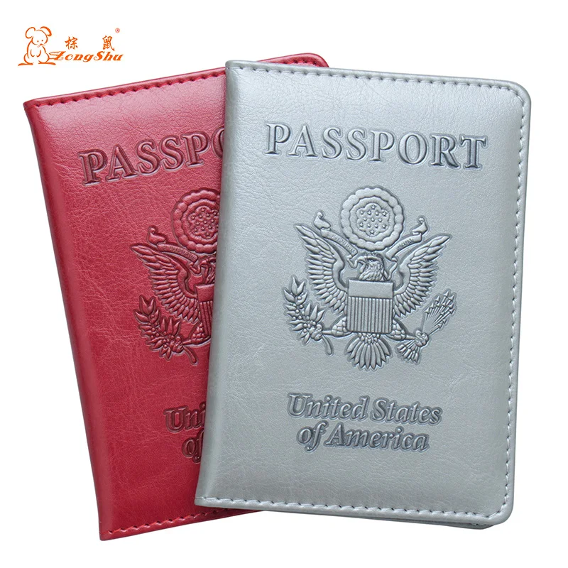 Oil Colorful PU leather USA Passport Cover solid color Women Passport