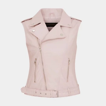 

Women sleeveless jacket elegant ladies leather vest new 2018 Pink coat casual fashion short female vests dropcolete feminino