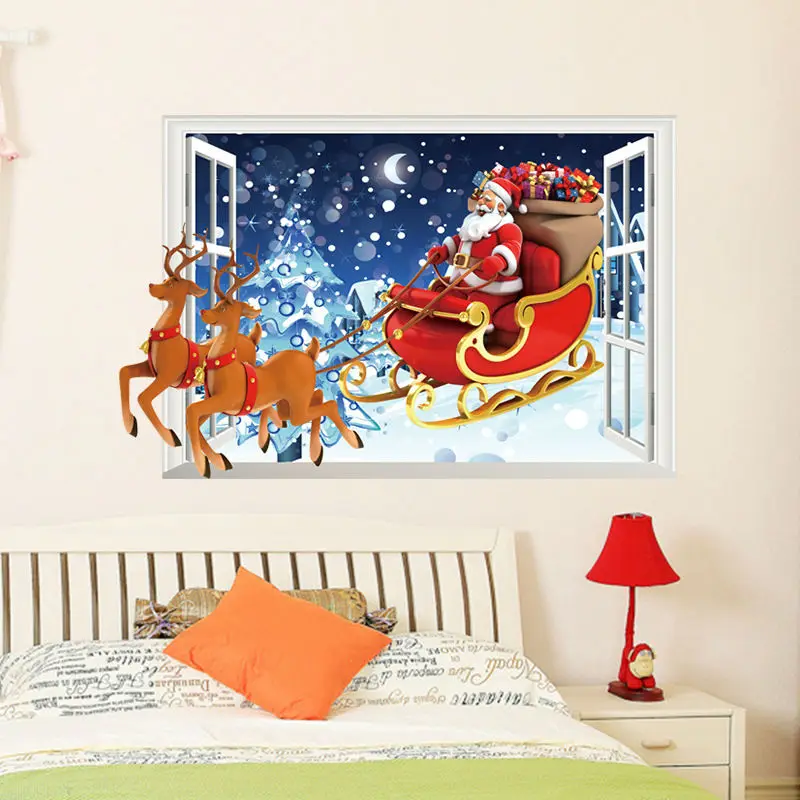 Removable Wall Sticker Santa Claus Christmas Windows Stickers Christmas