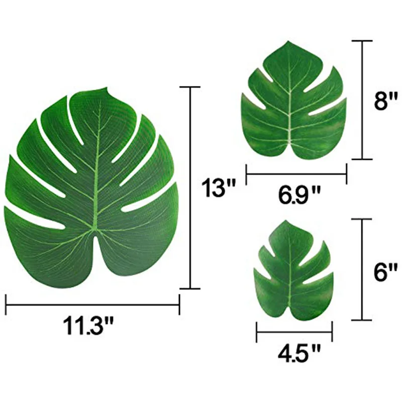 12pcs/Lot Fabric Artificial Palm Leaves Tropical Hawaiian Luau Party Jungle Beach Theme Party Table Decoration Accessories Decor