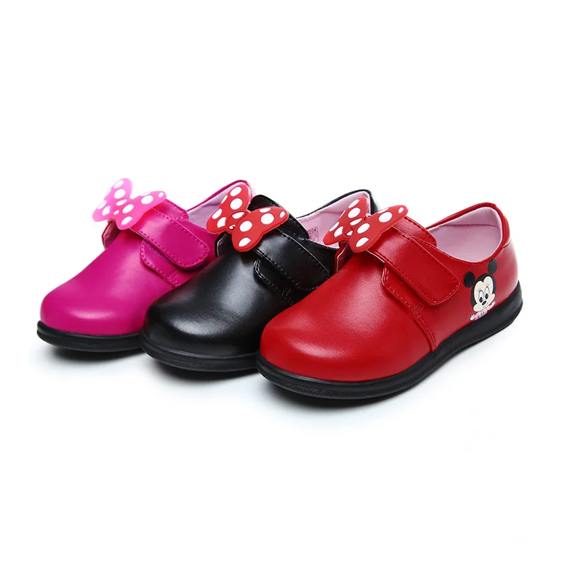 

Disney Minnie Pattern Children's Shoes Baby 2018 Spring New Girls Shoes Princess Single Shoes Children Bow DH0204