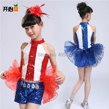 10 компл./лот для мальчиков и девочек Джаз Хип-хоп блестки ласточкин хвост пряжа раздельный костюм Детская Одежда для танцев Одежда для выступлений латинский сценический костюм