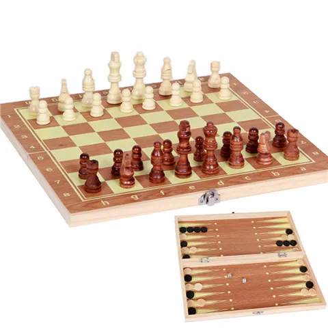 BSTFAMLY 3 в 1 деревянный Шахматный набор, портативная игра международных шахмат шашки нарды три вида геймплея шахматная игра, LA3 - Цвет: Option4 24-12-2.8cm