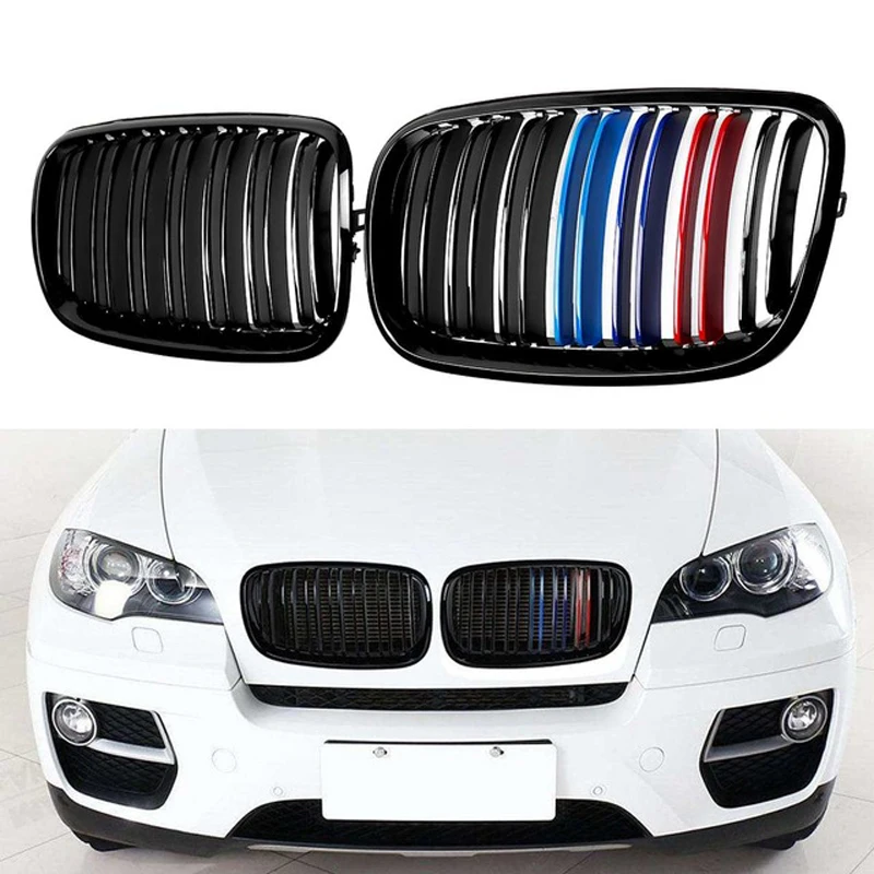 

High Quality M-Color A Pair Car Front Bumper Grille Grill Cover Trim Kidney For BMW X5 X6 E70 E71 2007-2013 Car Racing Grills