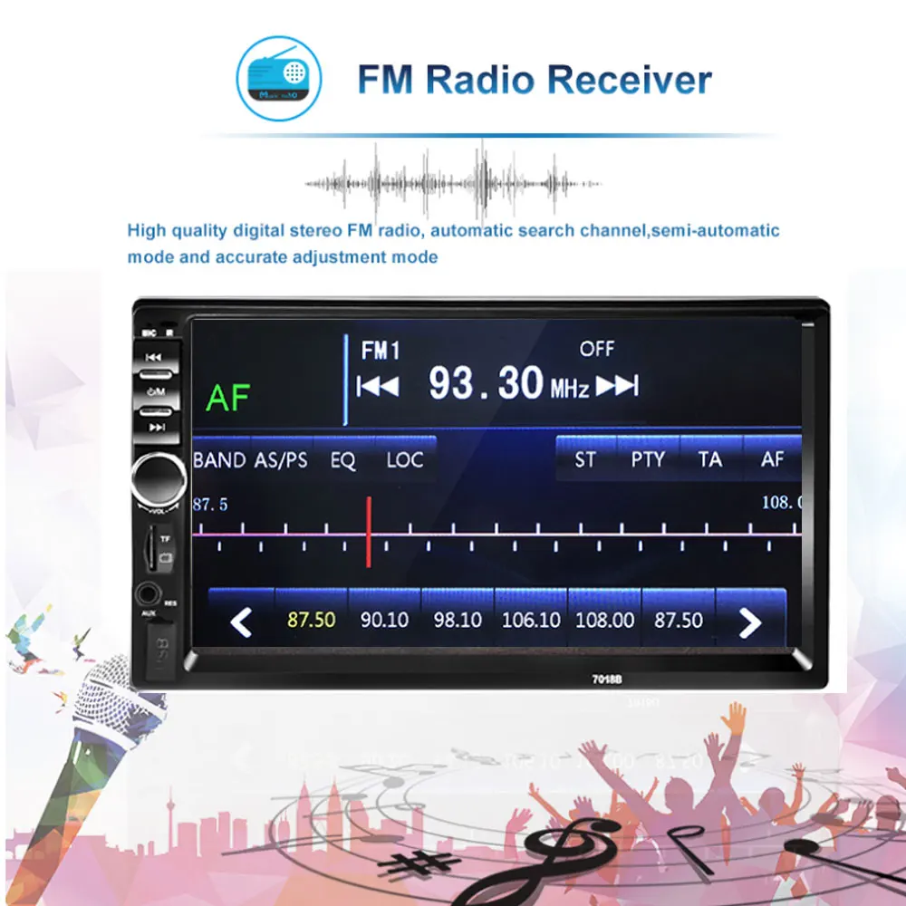 Autoradio 2 din Registratore A Cassette Radio HD 7