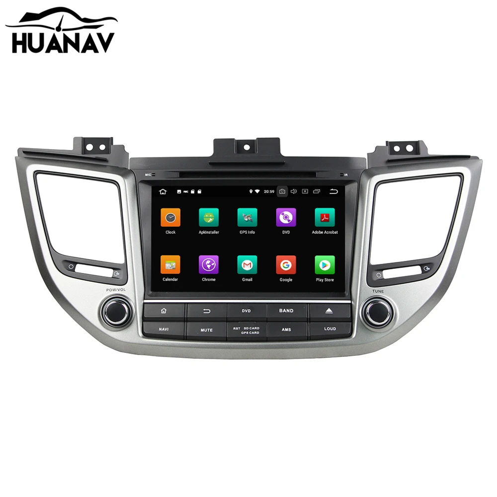 Best HUANVA Android 8.0 4+32G Car CD DVD Player GPS navigation For Hyundai ix35 2015 head unit multimedia player tape recorder 8-Core 4