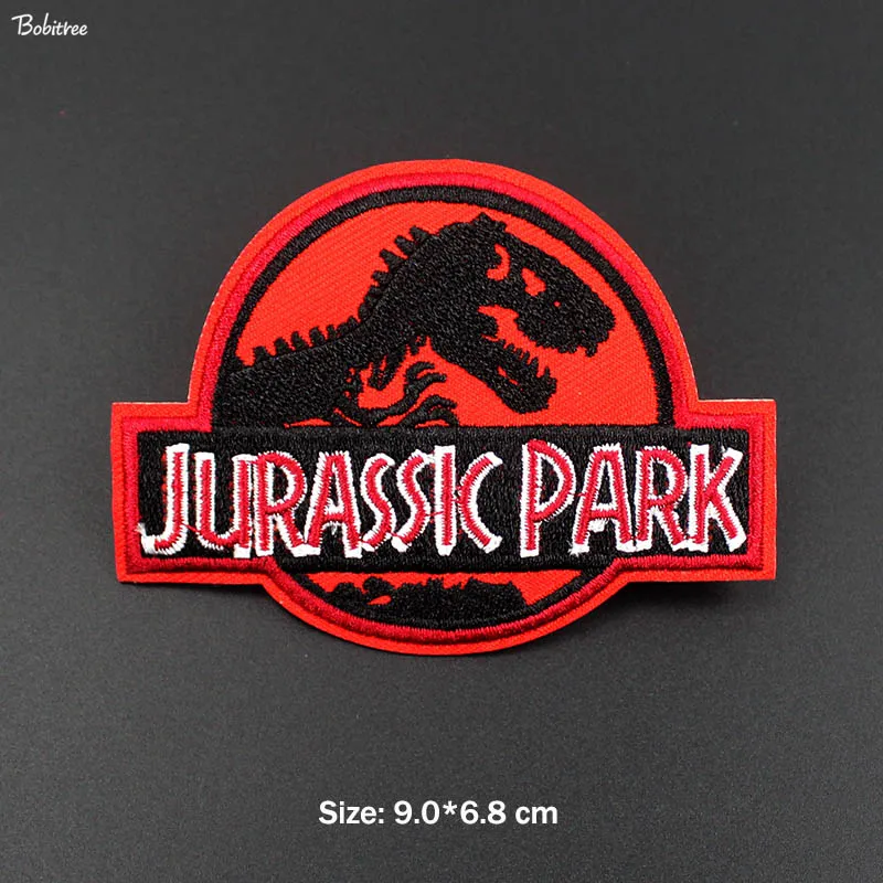 

1Pcs Red Dinosaur Jurassic Park Handmade Ironing Patches Embroidered Badges Stickers for Cloth Backpack DIY Accessory