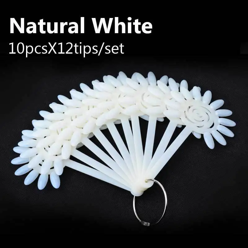 

10X12/set False Nail Tips Display Natural White UV Gel Polish Design Chart Foldable Practice Fan Art Nail Board Tools