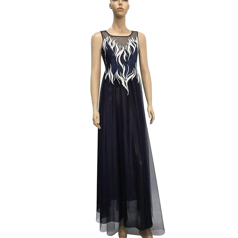Женское вечернее Макси платье размера плюс 4XL 5XL, длинное женское кружевное элегантное платье с вышивкой размера плюс для женщин 3XL 4XL 5XL