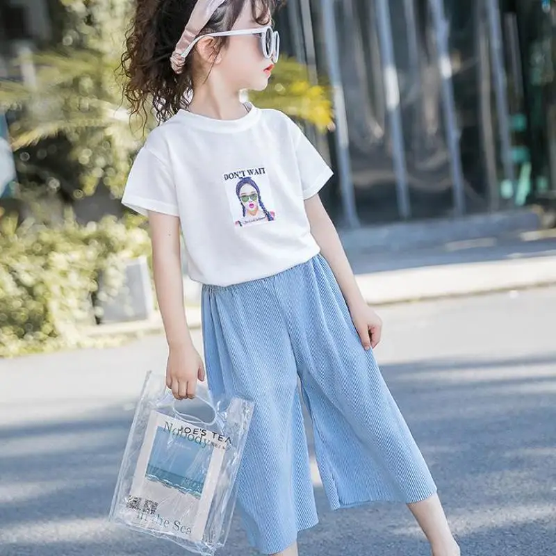 

2019 Kids Outfits Toddler Girl Clothes Set Cotton Print Tee Shirt + Pants Sets Teenager Cocuk Giyim Tiener Meisjes Kleding 10 12
