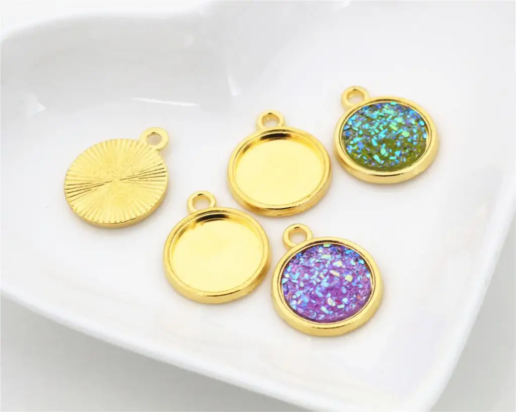 20pcs 12mm Inner Size Gold plated Simple Style Cabochon Base Cameo