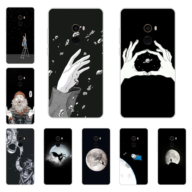 

xiaomi mi mix 2 Case,Silicon Black graffiti Painting Soft TPU Back Cover for xiaomi mi mix Protect Phone cases shell
