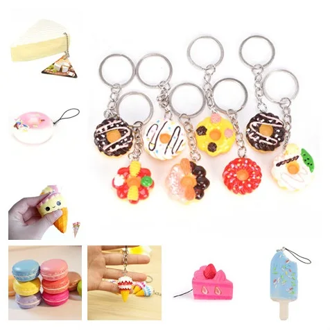 Simulation Dessert Keychain Cute Fashion Simulation Ice Cream Donut Cake Cheese Keyring Best Gift For Kids Bag Accessories