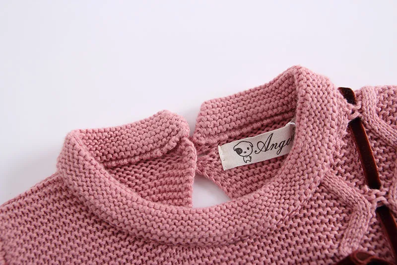 MYUDI/Детский свитер для девочек боди пуловер хлопковый джемпер одним pieces галстук-бабочка трикотажные с длинными рукавами для малышей Детская одежда
