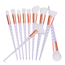 New 10Pcs Unicorn Spiral Handle Soft Hair Makeup Brushes Set Foundation Blush Blending Eyeshadow Eyeliner Lip Cosmetic Tool Kit