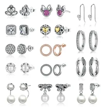 INBEAUT трендовые настоящие 925 пробы серебряные серьги принцессы Блестящий циркониевый камень cz серьги гвоздики для женщин Свадебные ювелирные изделия