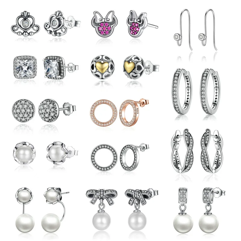 

INBEAUT Trendy Real 925 Sterling Silver Princess Brilliant CZ Zircon Stone Stud Earrings for Women Wedding Fine Jewelry