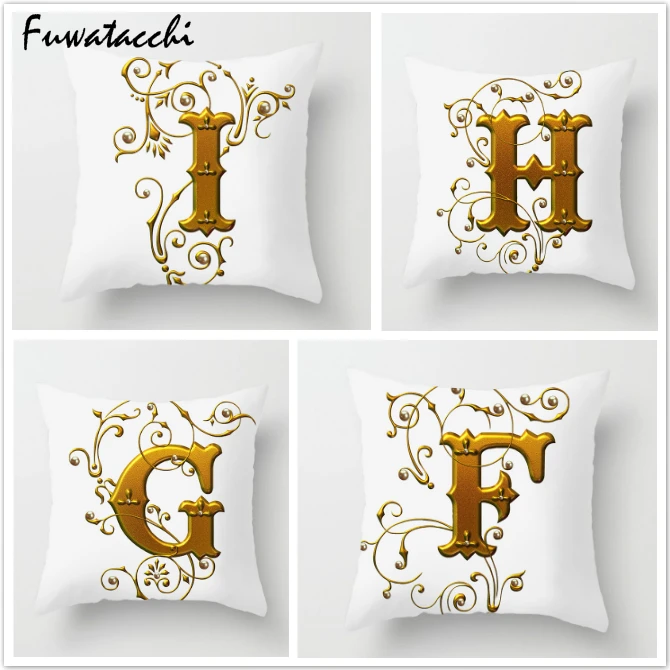 

Fuwatacchi 26 Alphabet Throw Pillows Gold Floral Letter Cushion Cover Pillow Cover for Sofa Home Car Decorative Pillowcases