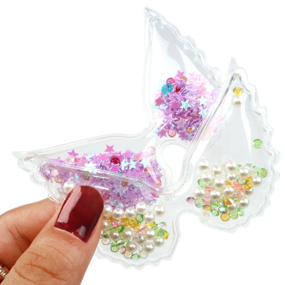 

david angie 5pcs/lot Transparent Sequins Liquid Quicksand Star DIY Bow Bag Wedding Party Decoration Sewing Material,5Yc7273