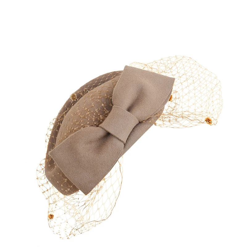 Милый бант Женская Вуаль Сетка войлочная коробочка для таблеток Коктейльные шляпы платье зимняя шляпа Королевский Аскот головные уборы для женщин для свадьбы A082