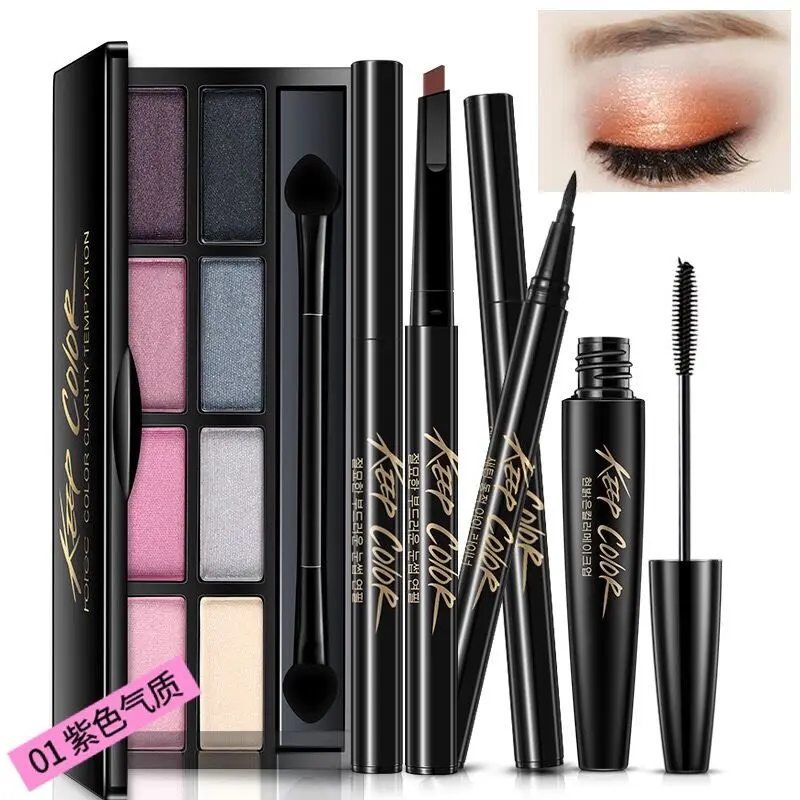 

4pcs/sets Mascara Eyeliner Eye makeup Four Set Cosmetic Makeup Set Combination Pencil Cosmetic Glitter Eye Shadow