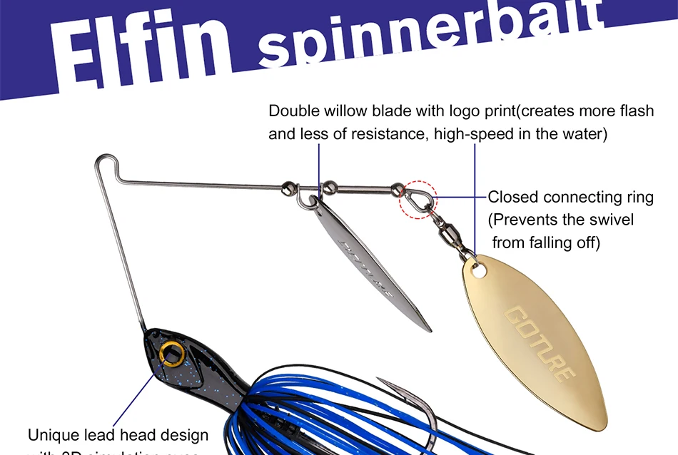 Goture 1 шт. ELFIN+ качественная наживка Спиннербейт 20G/24G высокое Скорость запасами ивовых деревьев лезвия металлическая приманка со свинцовым spinner ложка приманки